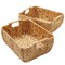 Casafield Set of 2 Water Hyacinth Seagrass Oval Storage Baskets with Wooden Handles - Woven Bin Organizers